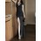 Elegant V-neck Tank Dress, Sleeveless Split Hem Maxi Bodycon Glitter Striped Pattern Dress For Club & Party, Women's Clothing