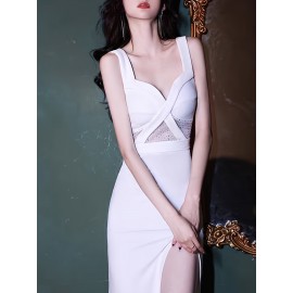 Elegant Middle Eastern Style Bodycon Mother of the Bride Dresses – V-Neck Sleeveless Gown with Slit, Zipper Detail and Built-in Chest Pad – Polyester & Spandex Blend – All-Season Long Evening Dress Elegant Middle Eastern Style Bodycon Mother of the Bride Dresses – V-Neck Sleeveless Gown with Slit, Zipper Detail and Built-in Chest Pad – Polyester & Spandex Blend – All-Season Long Evening Dress