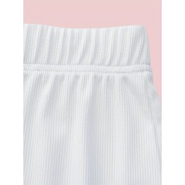 Sold Ribbed Elastic Waist Shorts, Casual Basic Shorts For Summer & Spring, Women's Clothing Sold Ribbed Elastic Waist Shorts, Casual Basic Shorts For Summer & Spring, Women's Clothing