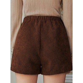 Slant Pocket Elastic Waist Shorts, Casual Loose Shorts For Spring & Summer, Women's Clothing Slant Pocket Elastic Waist Shorts, Casual Loose Shorts For Spring & Summer, Women's Clothing