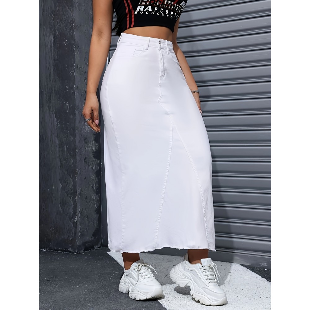 Fashion Comfy Long Denim Skirt, Versatile & Stylish Long Skirt For Every Day, Women's Clothing Fashion Comfy Long Denim Skirt, Versatile & Stylish Long Skirt For Every Day, Women's Clothing