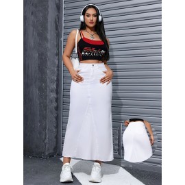 Fashion Comfy Long Denim Skirt, Versatile & Stylish Long Skirt For Every Day, Women's Clothing Fashion Comfy Long Denim Skirt, Versatile & Stylish Long Skirt For Every Day, Women's Clothing