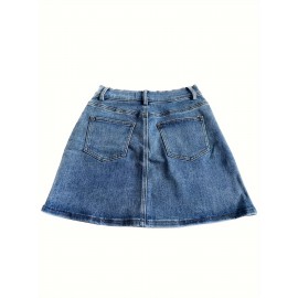 Mini Denim Skirt with Slash Pockets - Women's Denim Skirts for Casual Wear, Versatile, Basic, Washed Blue, Pocket Details, Easy to Style - Perfect for Daily Life, Outdoor Activities, and Travel Mini Denim Skirt with Slash Pockets - Women's Denim Skirts for Casual Wear, Versatile, Basic, Washed Blue, Pocket Details, Easy to Style - Perfect for Daily Life, Outdoor Activities, and Travel