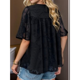 Womens 3/4 Bell Sleeve Blouse Summer Crewneck Lace Tops Floral Shirts Womens 3/4 Bell Sleeve Blouse Summer Crewneck Lace Tops Floral Shirts