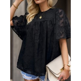 Womens 3/4 Bell Sleeve Blouse Summer Crewneck Lace Tops Floral Shirts Womens 3/4 Bell Sleeve Blouse Summer Crewneck Lace Tops Floral Shirts