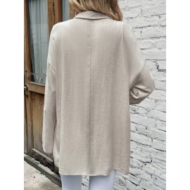 Solid Lapel Neck Button Down Blouse, Elegant Long Sleeve Spring & Fall Blouse For Business Or Leisure, Women's Clothing Solid Lapel Neck Button Down Blouse, Elegant Long Sleeve Spring & Fall Blouse For Business Or Leisure, Women's Clothing