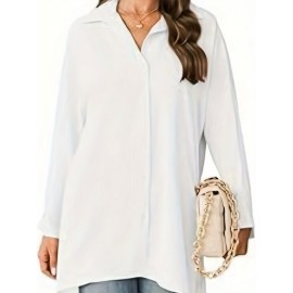 Women's Oversized T-Shirt Button-Up Long Sleeve Shirt V-Neck Loose Flowy Shirt Women's Oversized T-Shirt Button-Up Long Sleeve Shirt V-Neck Loose Flowy Shirt